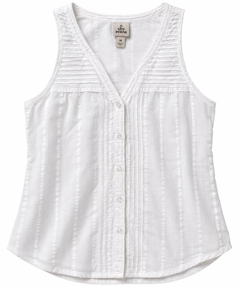 Prana Nieves Tank Women’s Medium Soft White Organic Cotton Button Front NWT